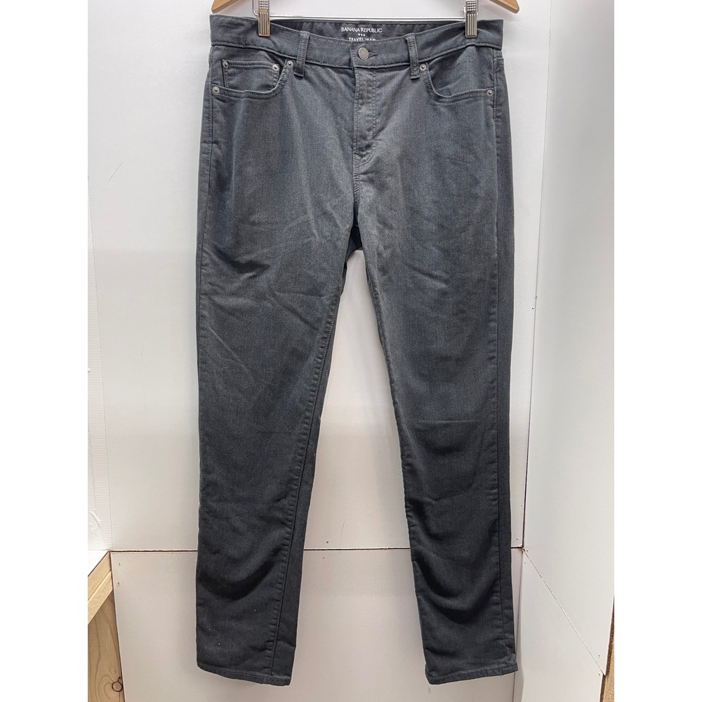 Banana Republic Mens Travel Jean Slim Fit Charcoal Gray Denim Pants 34x34